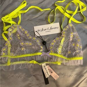 For Love And Lemons super hot sexy flirty sheer ribbon bra/bralette NWT - Size S